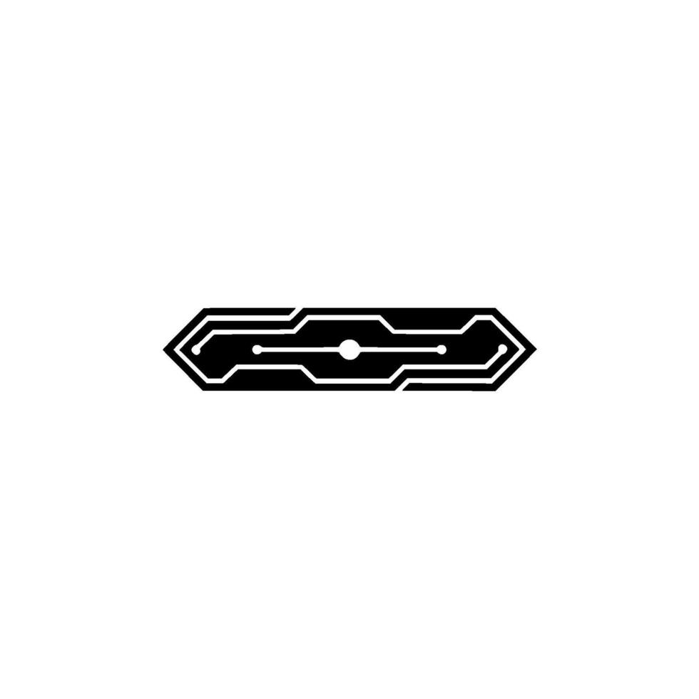 Minimalist Tech Black Circuit Board Element on White Background vector