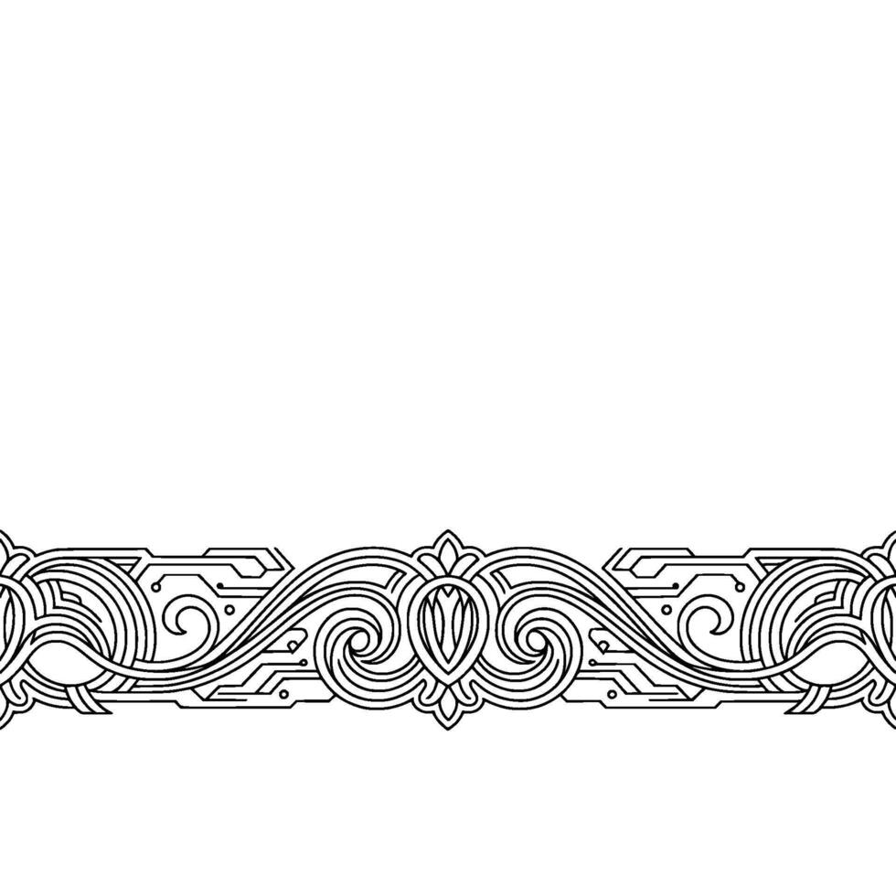 Elegant Line Art Border Geometric Ornament on White vector
