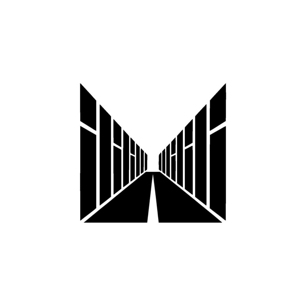 Minimalist Architectural Perspective Illustration, Black and White Abstraction vector