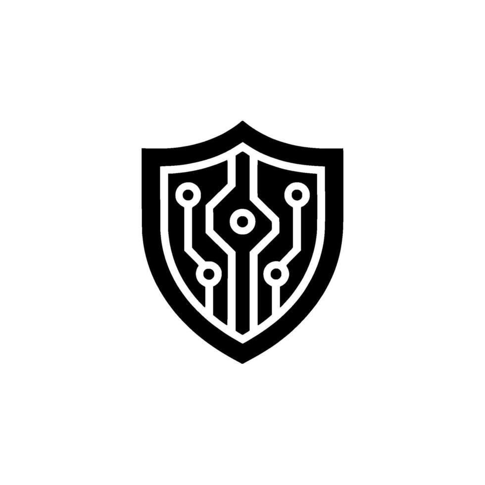 Cyber Security Shield Circuit Board on White vector