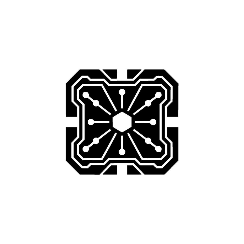 Circuit Board in Minimalist Style on White Background vector
