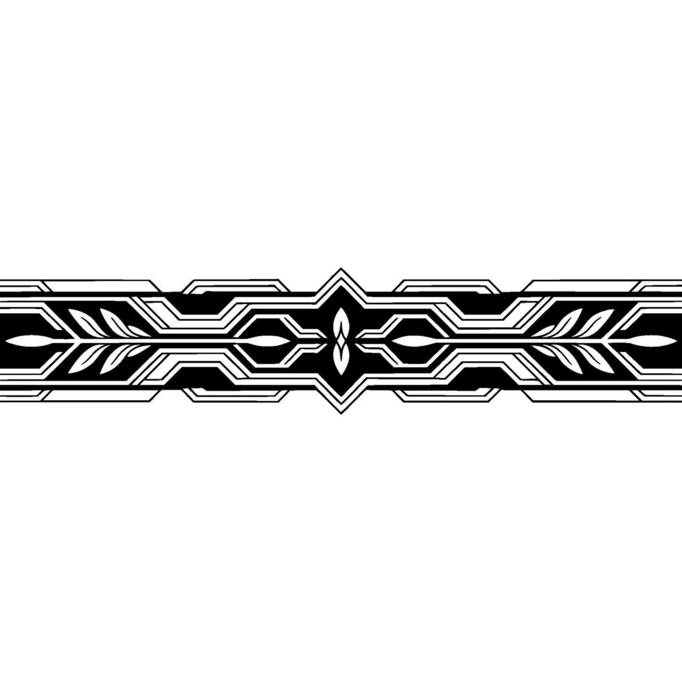 Geometric Floral Border Element in Black and White vector