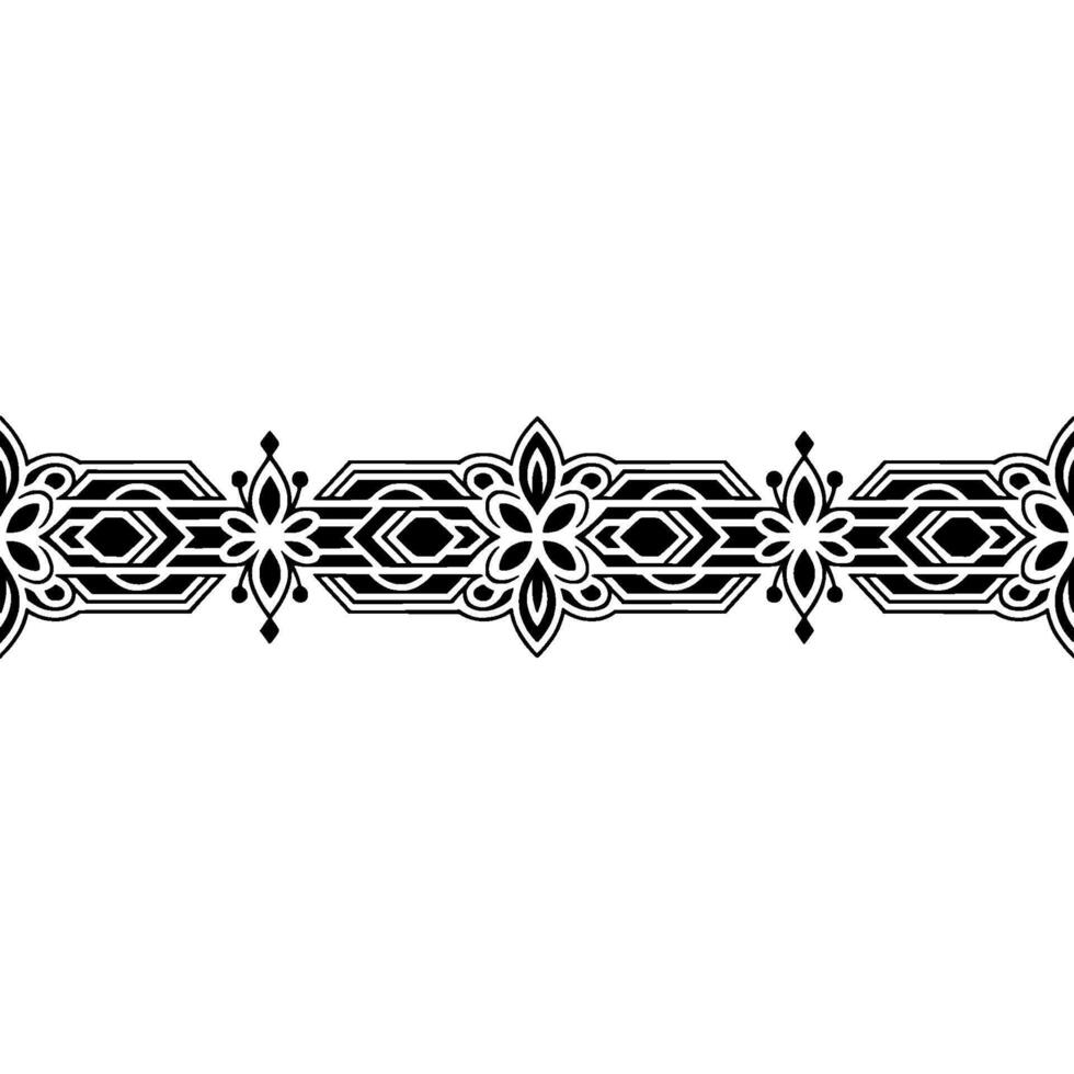 Elegant Black White Floral Border , Ornamental Pattern vector