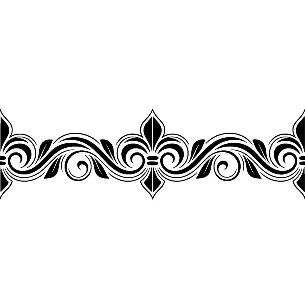 Elegant Black Floral Border on White, Fleurdelis, Decorative Element vector