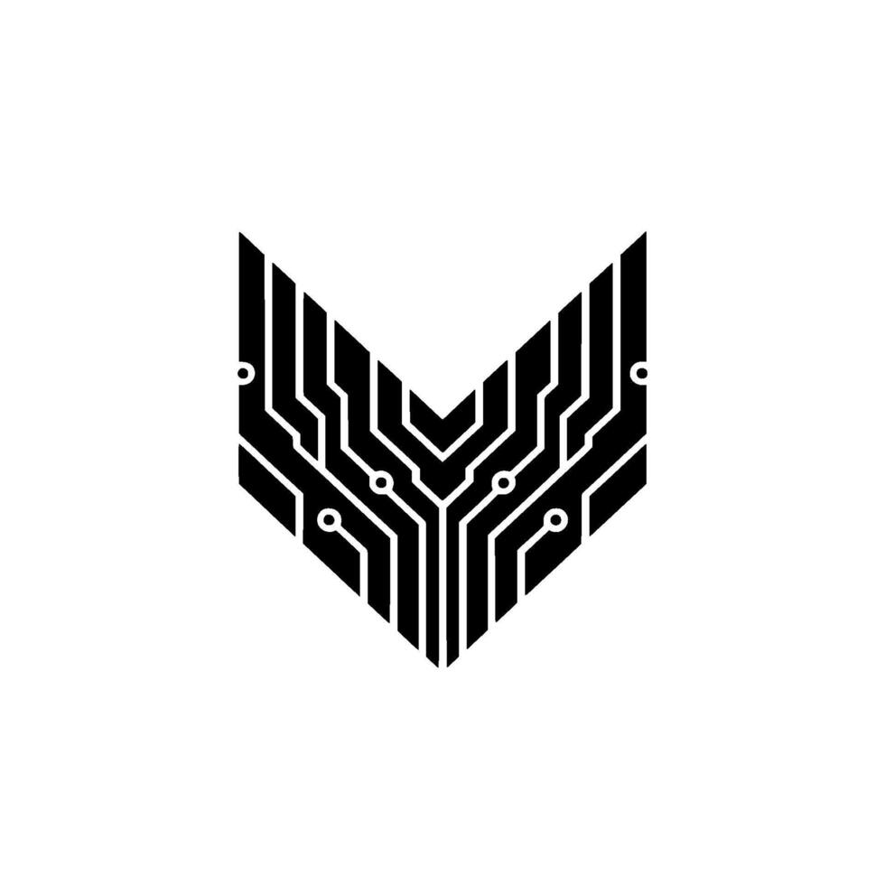 Abstract Circuit Board Minimalist Technology in Black White vector