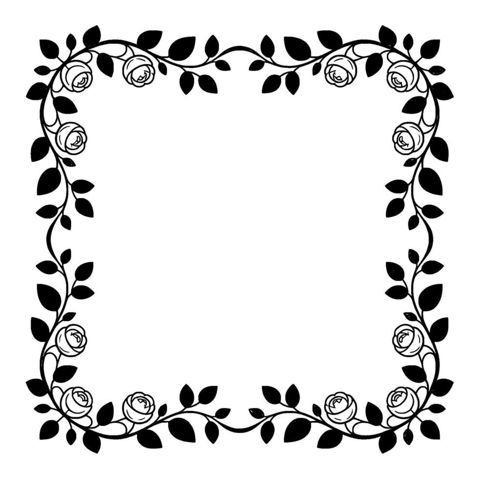 Elegant Rose and Vine Border Frame on Offwhite Background vector