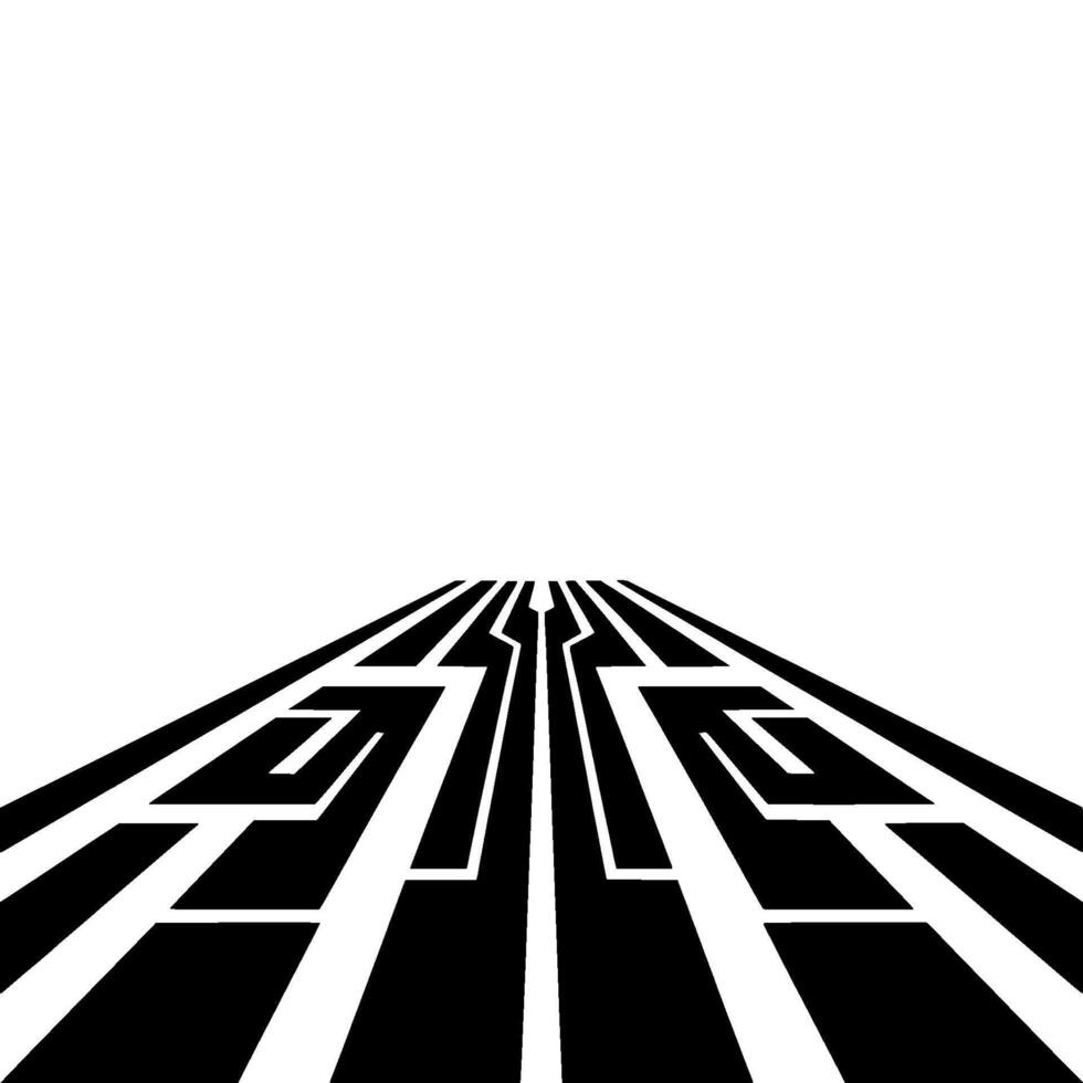 Abstract Circuit Path Modern Geometric Black and White Illustration vector