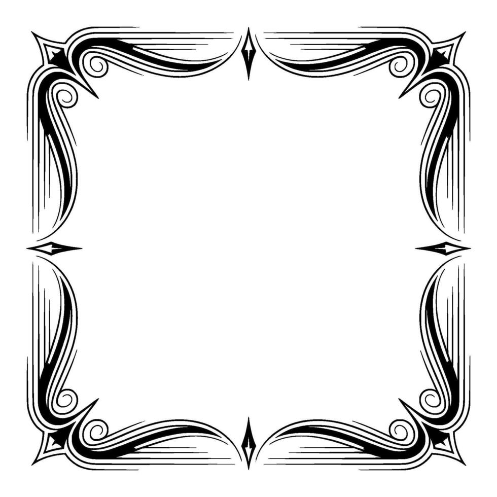 Elegant Art Deco Frame, Black White, Empty Space, Decorative Border vector