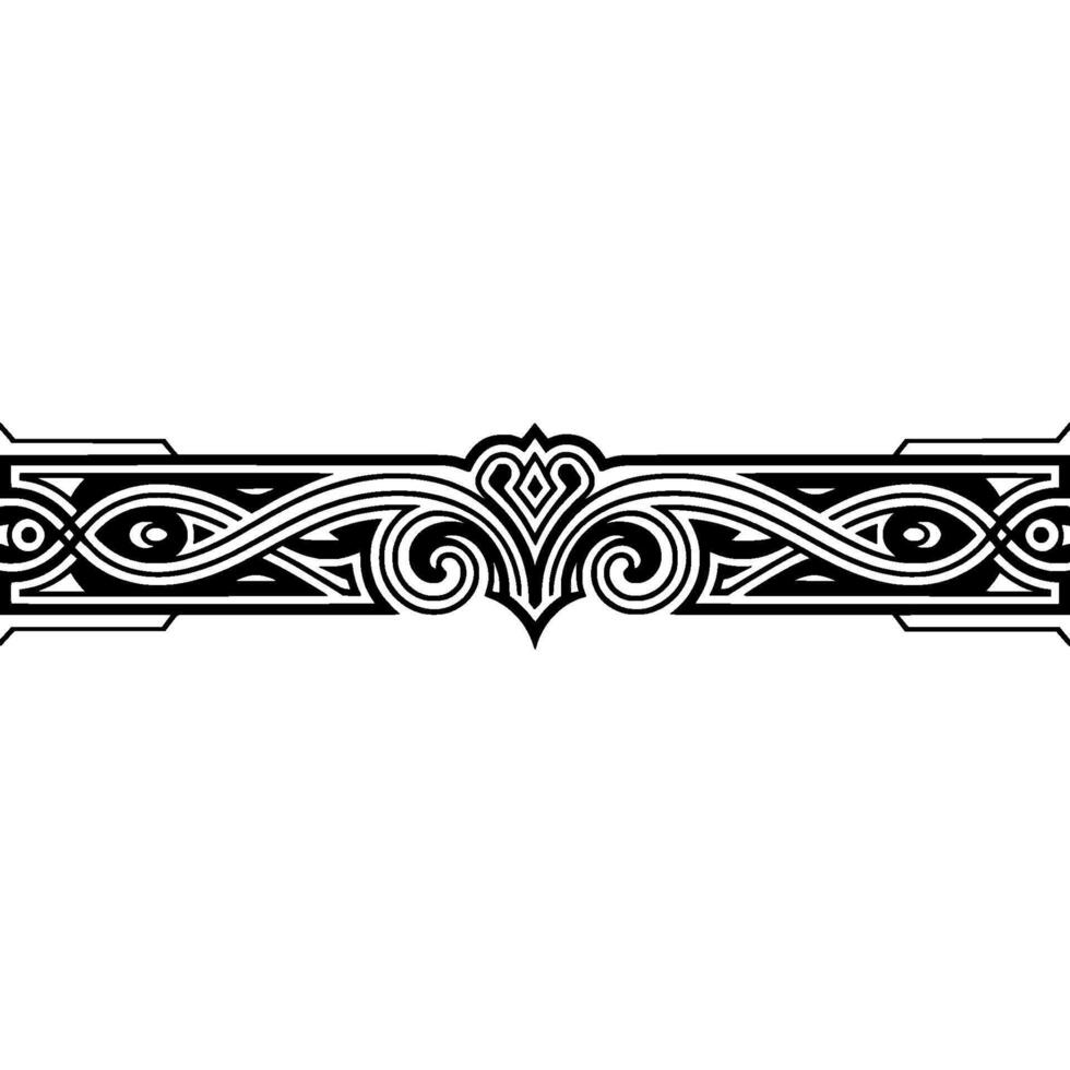 Ornamental Border Black White Abstract Celtic Knotwork vector