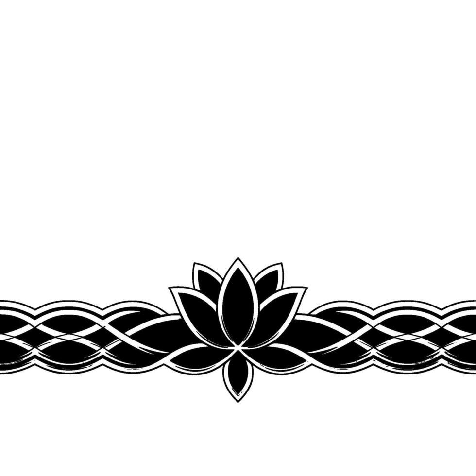 Elegant Black and White Lotus Border for Spiritual Branding vector