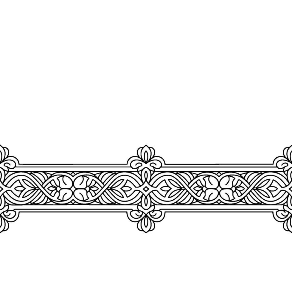 Ornate Black and White Border Element, Floral on White Background vector