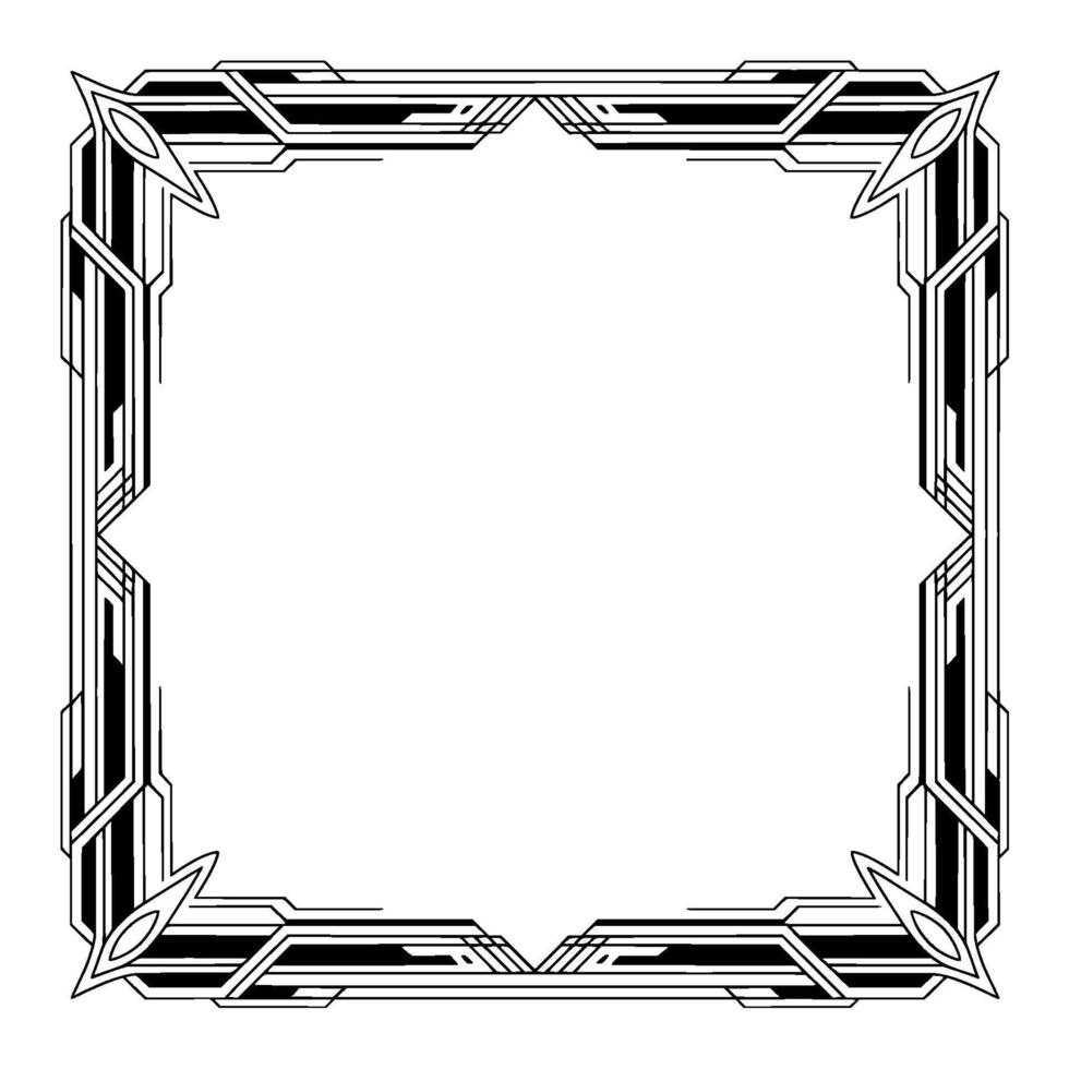 Art Deco Frame Geometric Elegance, Black and White Border vector