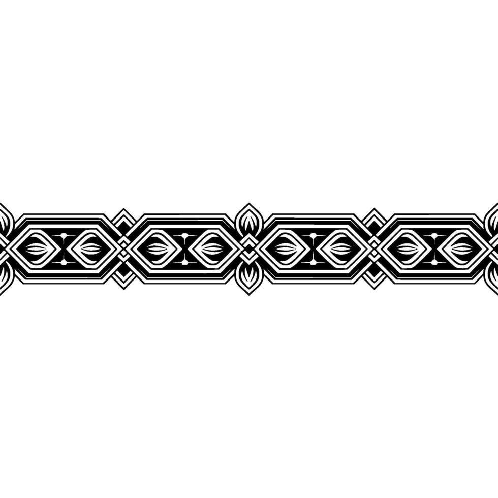 Geometric Ornament Border, Black and White, Minimalist vector