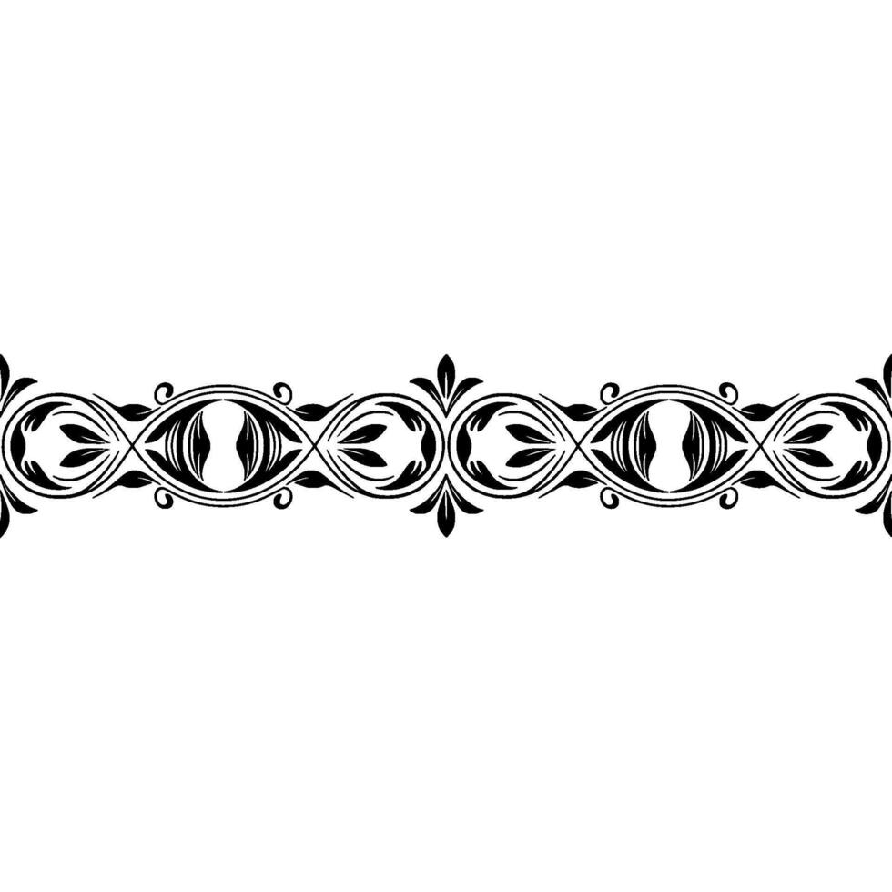 Elegant Floral Border Ornament in Black on White vector
