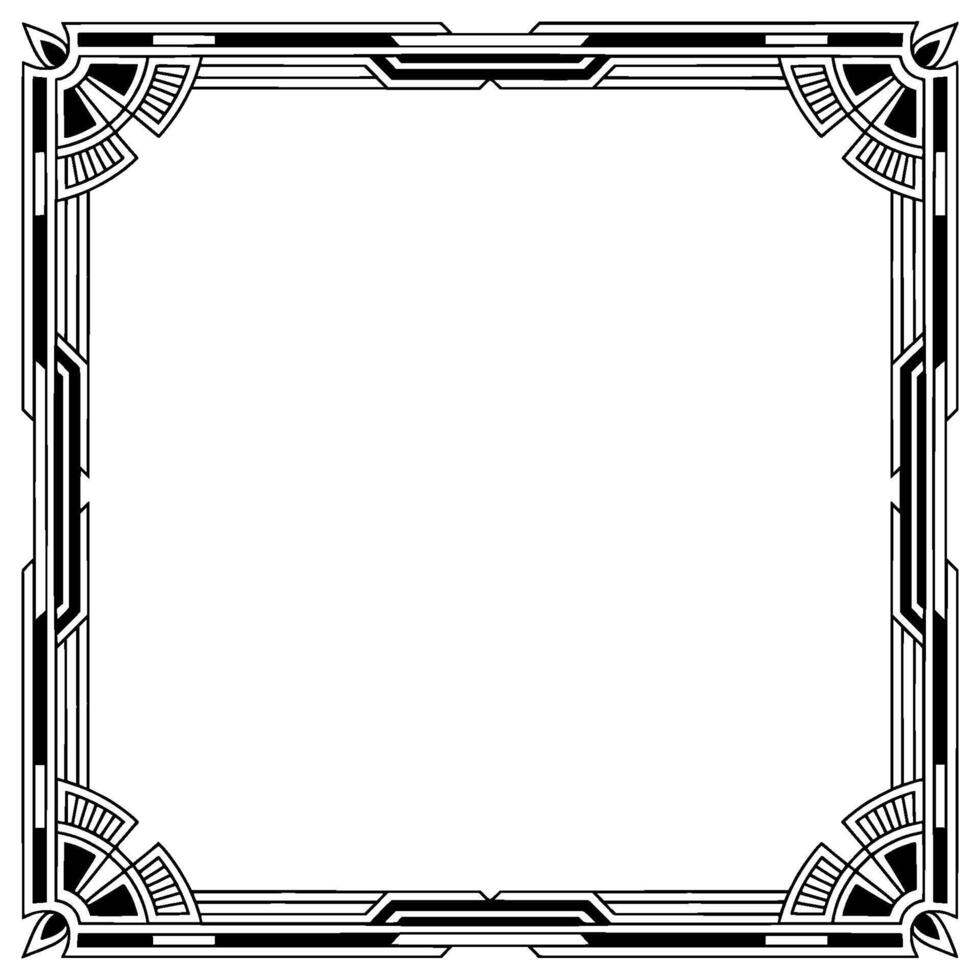 Art Deco Frame Template in Black and White, Border , Elegant and Decorative vector