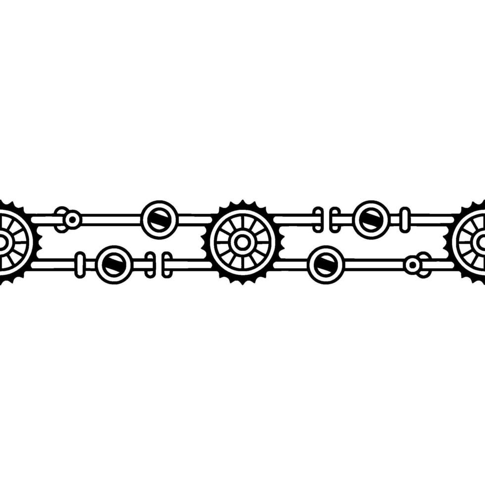 Mechanical Gear Border, Steampunk Illustration, Minimalist Tech vector
