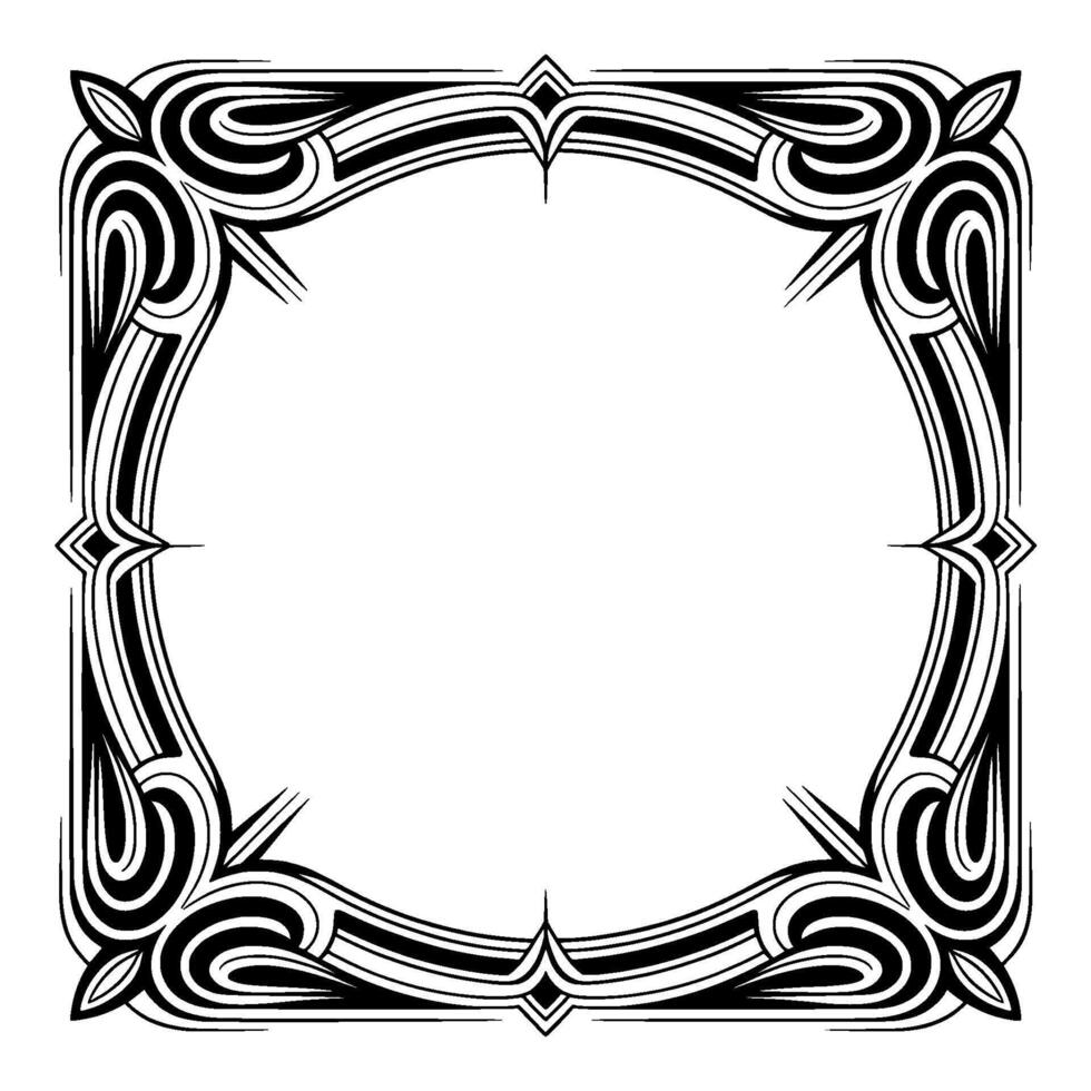 Art Deco Frame Elegant Black and White Border With Empty Center vector