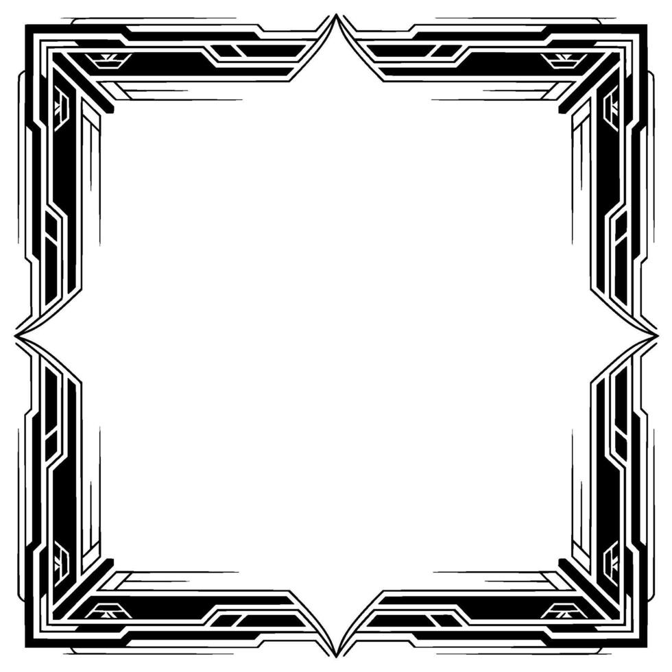 Geometric Art Deco Frame, Minimalist Black and White vector