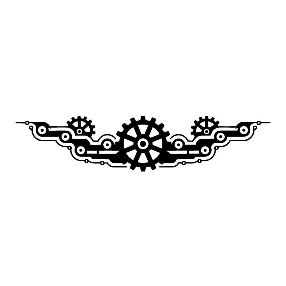 Steampunk Gear Circuitry Element on White vector