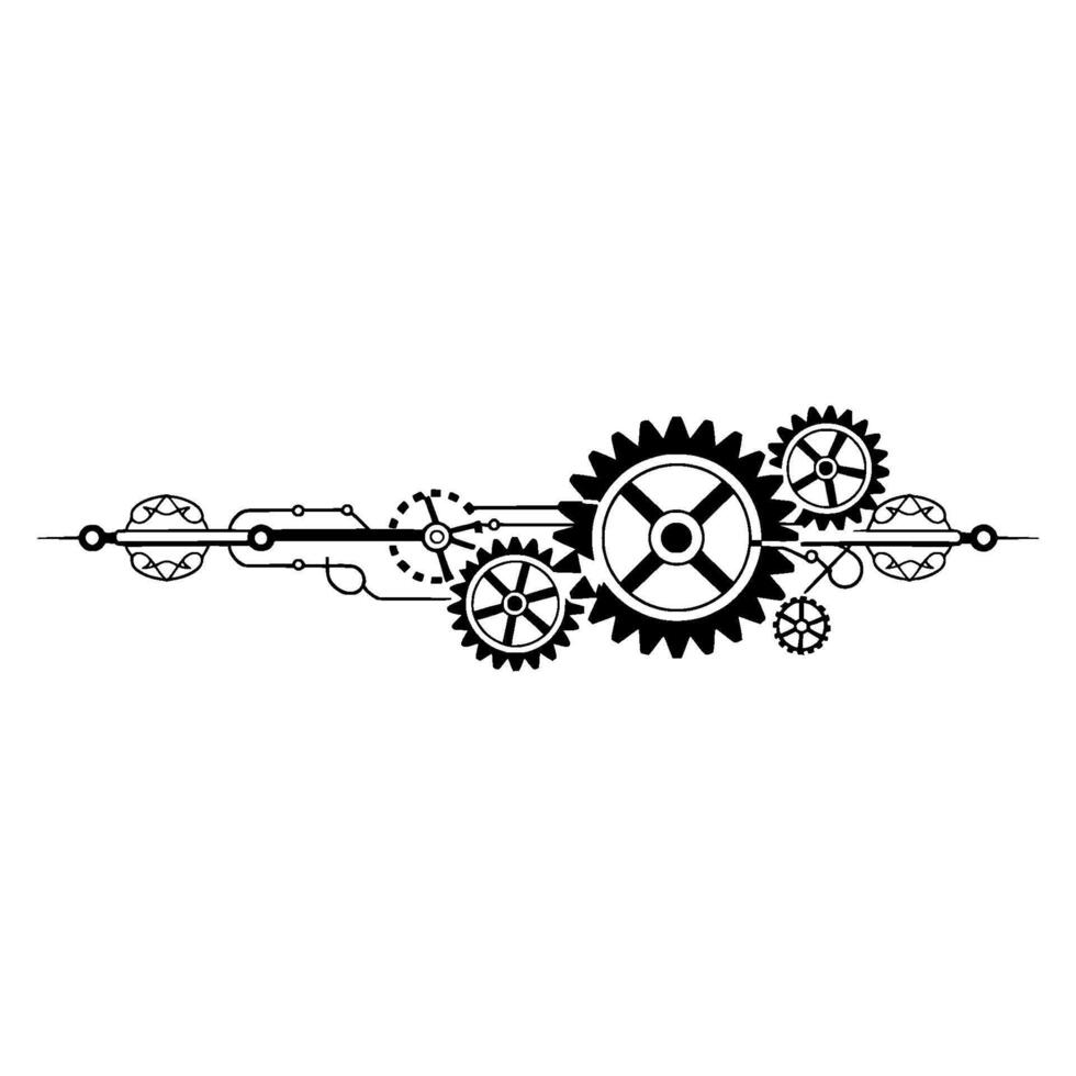 Minimalist Gear Illustration, Technology Concept, Black and White vector