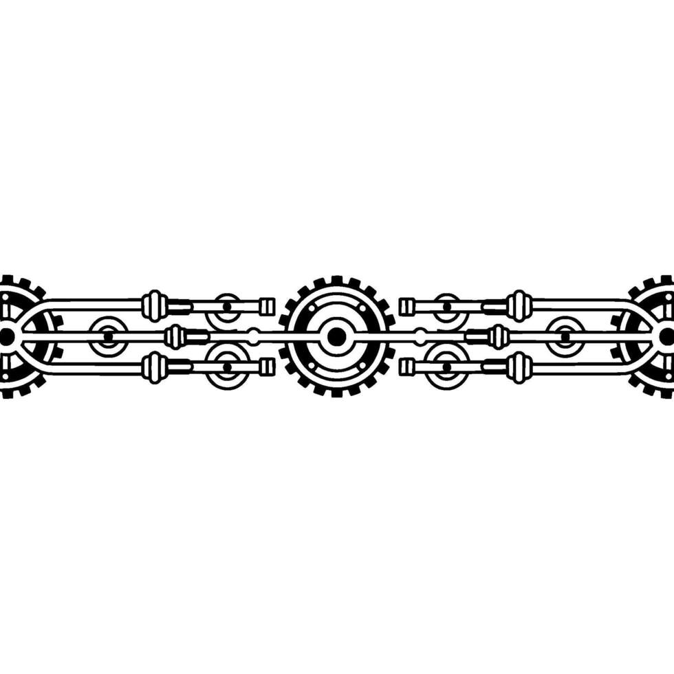 Steampunk Gear Mechanism Border , Minimalist vector