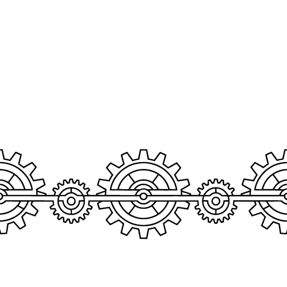 Gear Mechanism Line Art Illustration, Minimalist Engineering vector