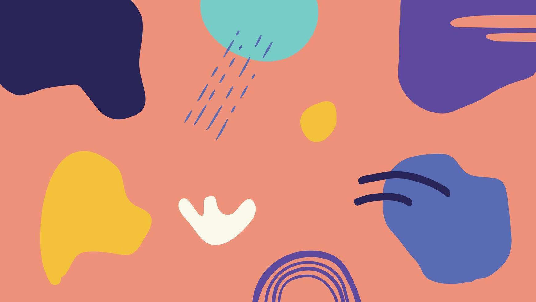 Creative Doodle Style Abstract in Coral and Blue vector