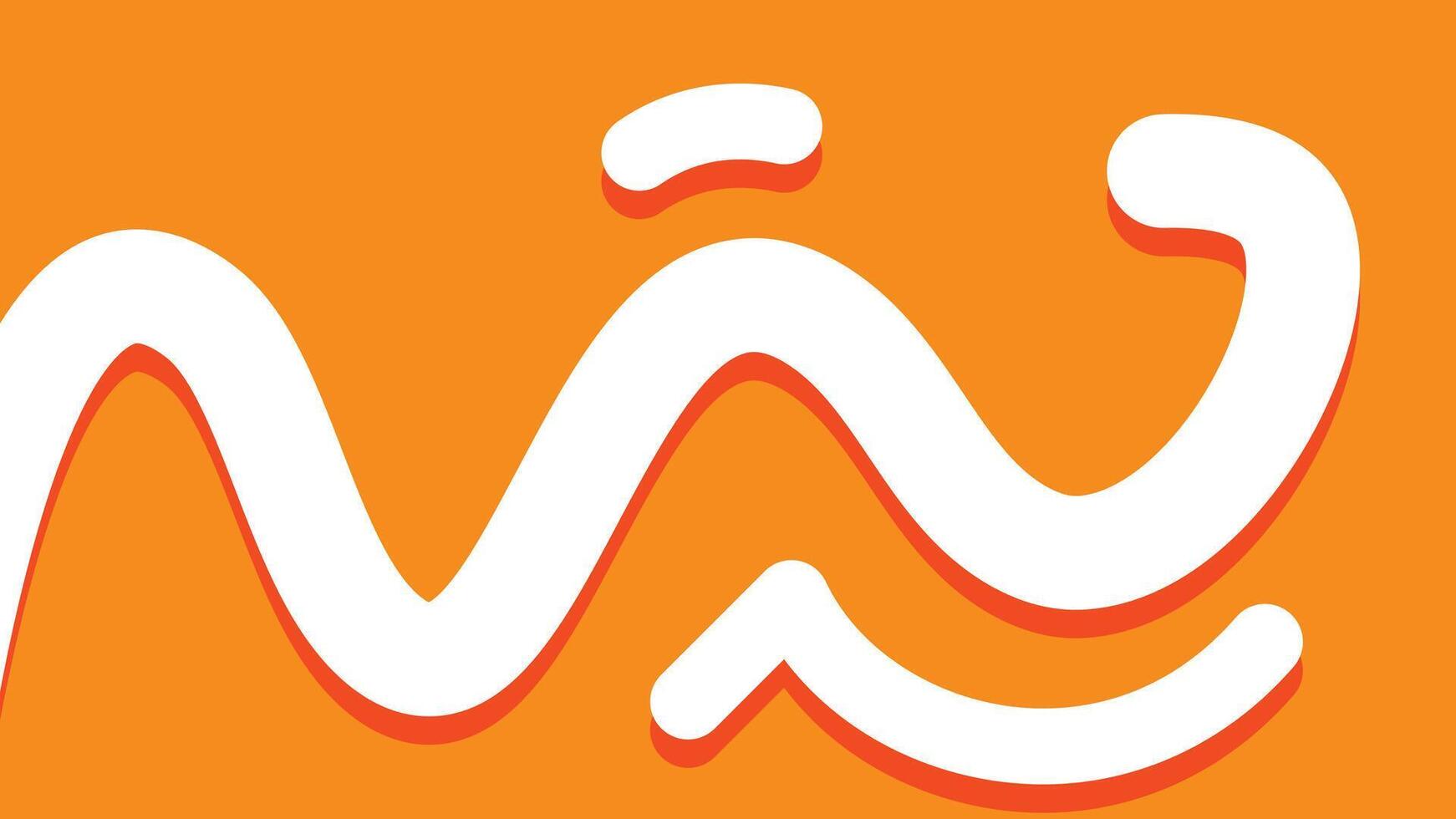 Bold White Curves on Bright Orange Background vector