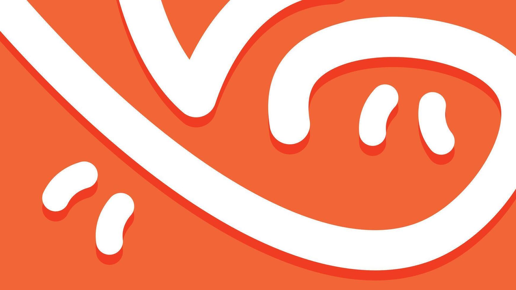 Thick White Swirl Doodle on Red-Orange Background vector