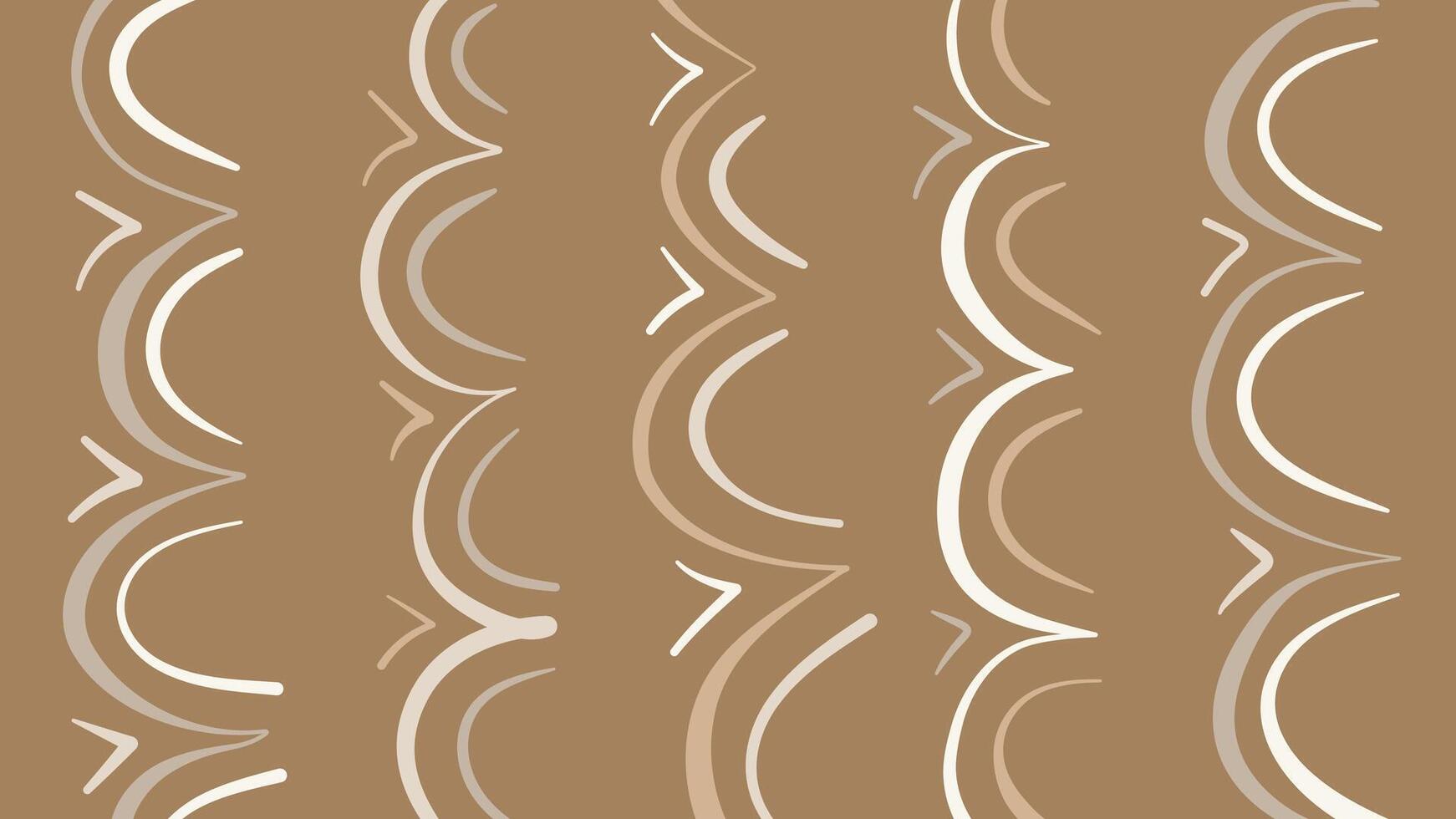 Flowing Curves in Hand-Drawn Beige Background vector