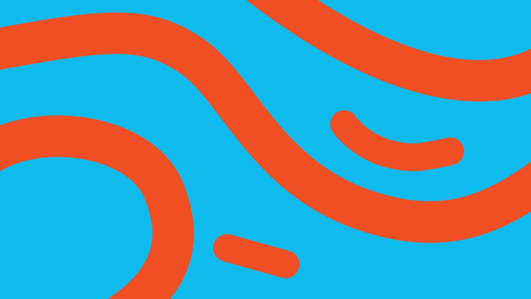Red Flowing Curves on Bright Blue Abstract vector