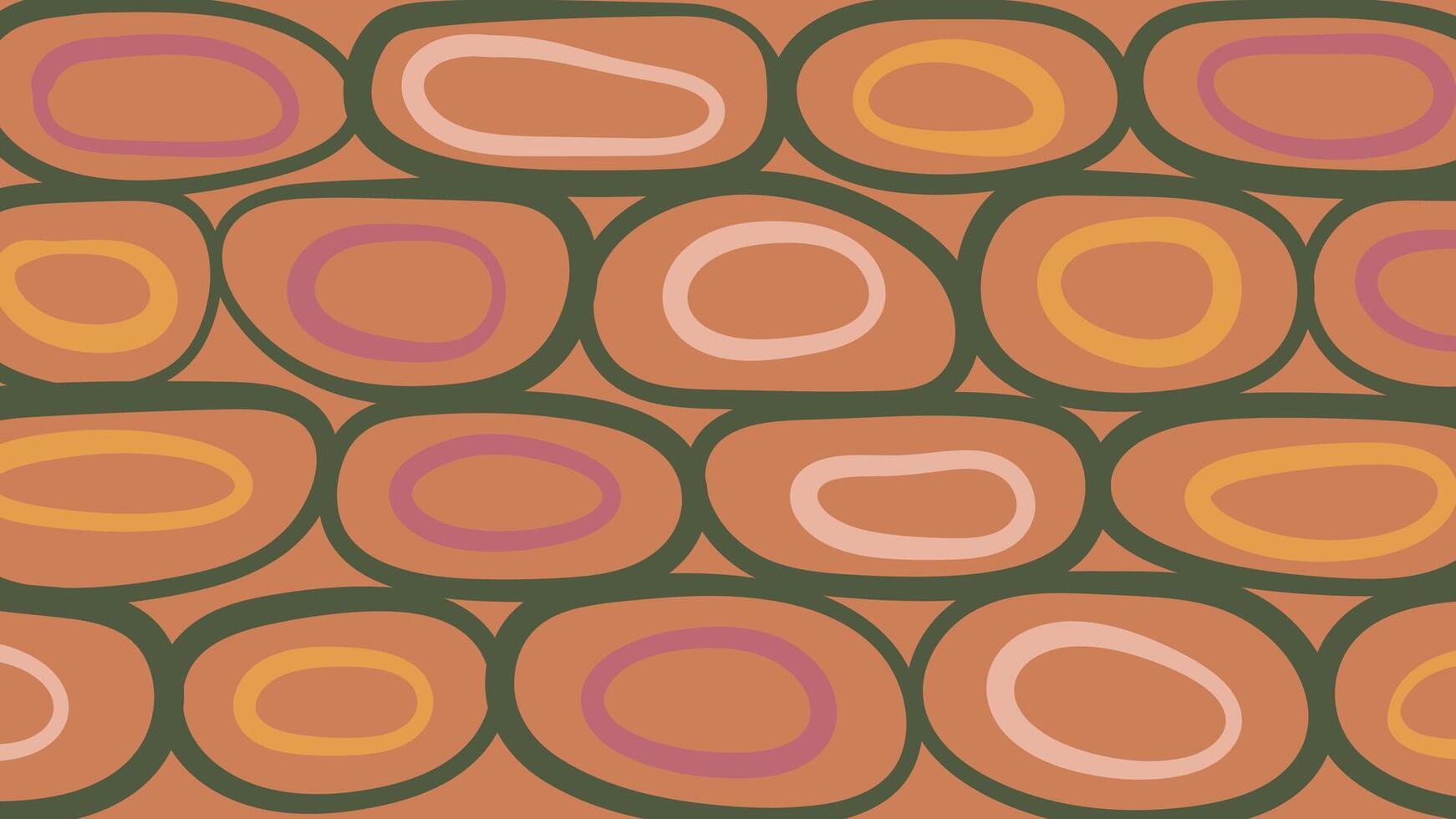 Stacked Oval Brick Motif in Retro Background vector
