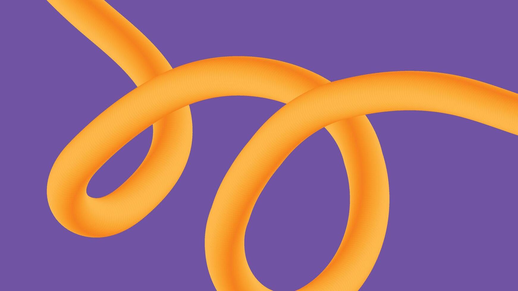 Double Curved Orange Tube Art on Purple Background vector
