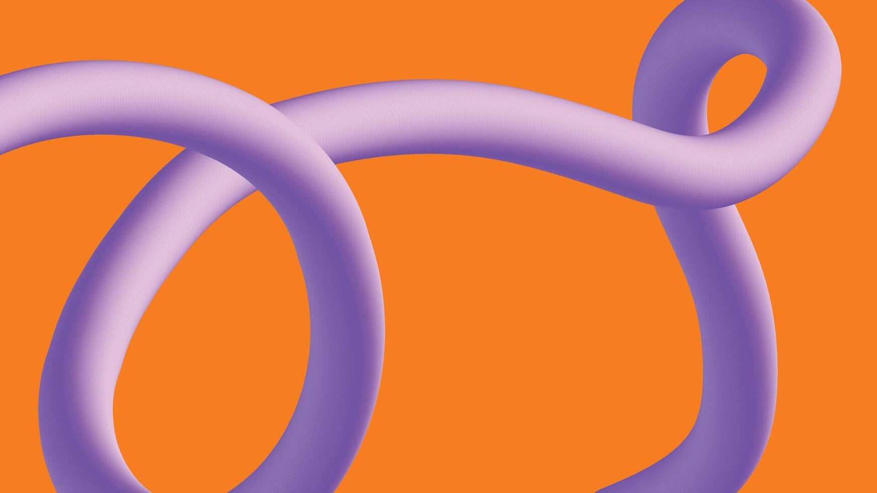 Flowing Purple Tube Art on Orange Canvas vector