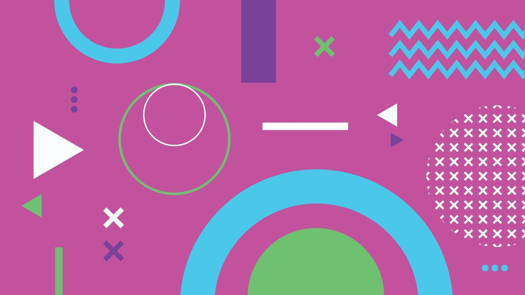 Neon Geometric Elements on Pink Background vector