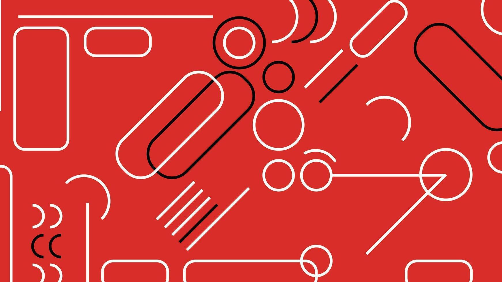 Bold Abstract Illustration with Shapes on Red vector