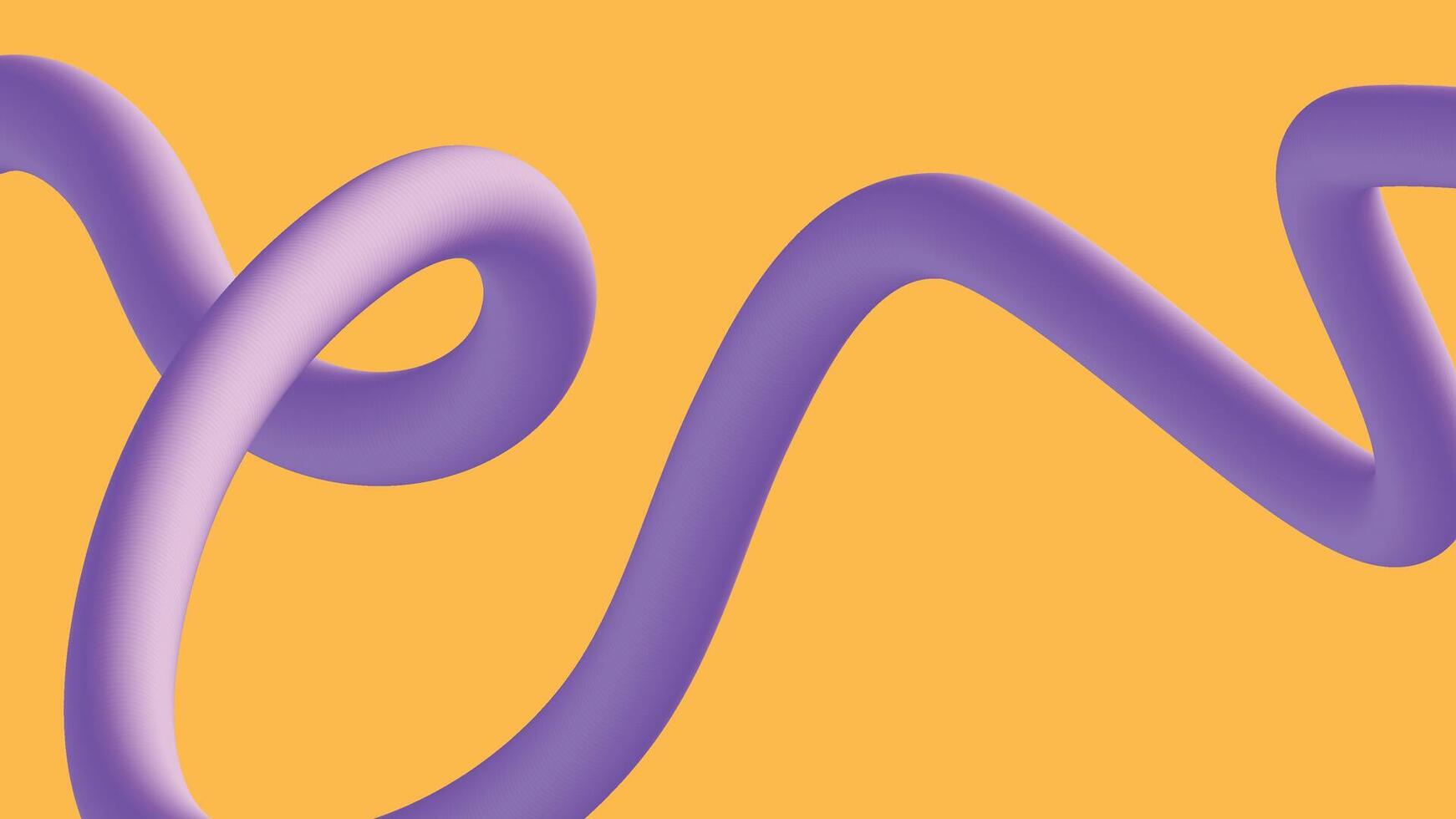 Twisting Purple Ribbon on Soft Yellow Background vector