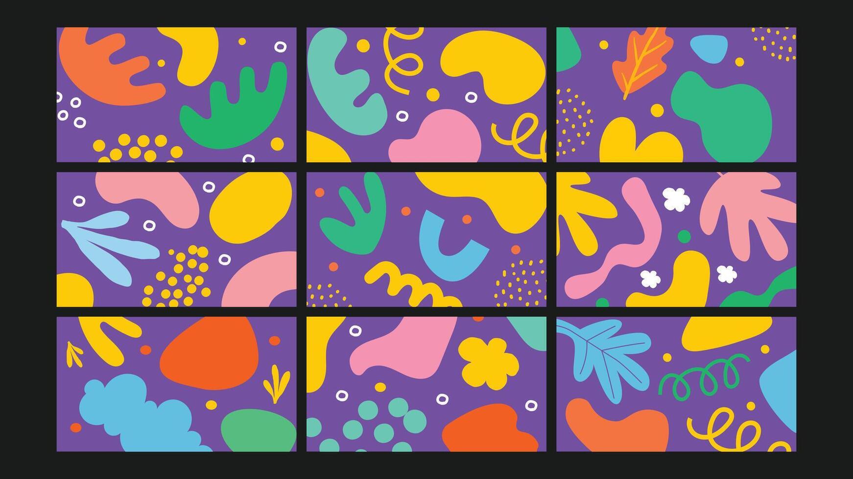 Retro Bright Abstract Design Background Set vector