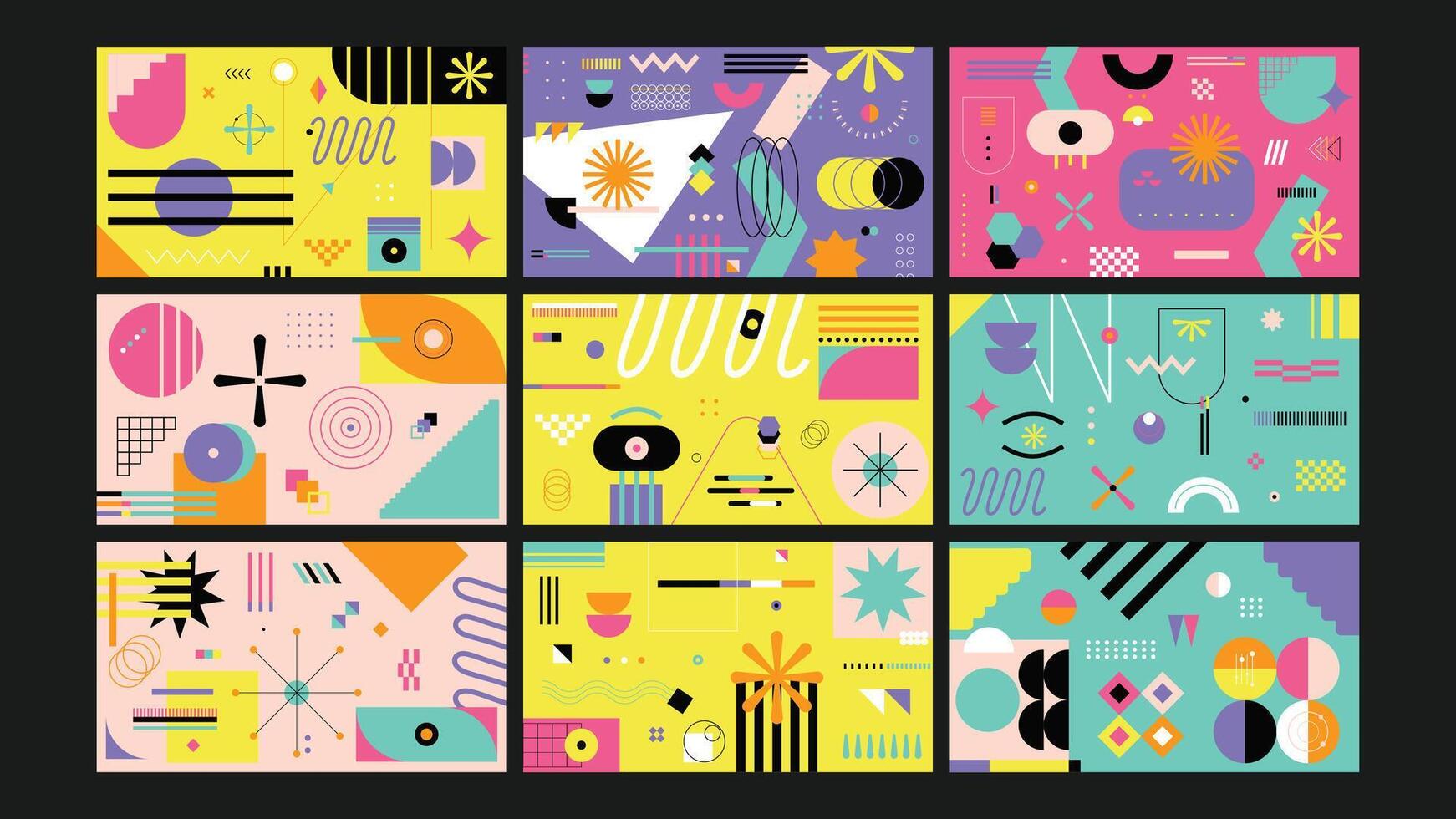 Vibrant Geometric Abstract Set vector