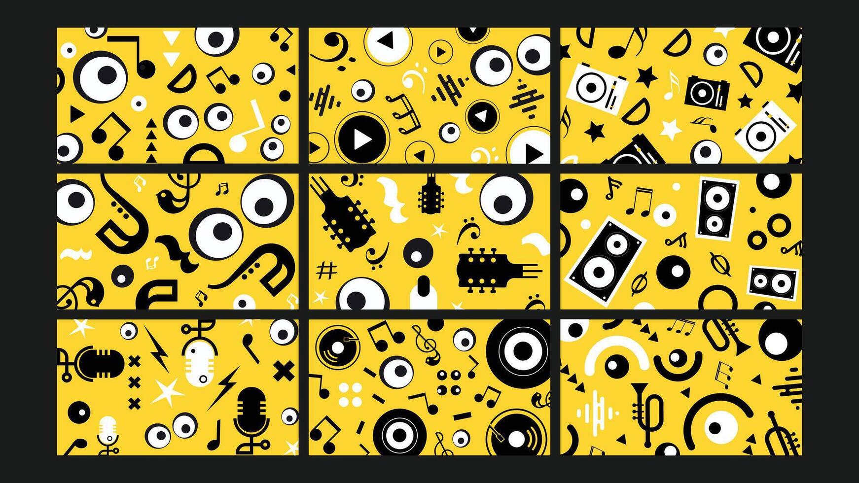 Vibrant Music Icon Background Set vector