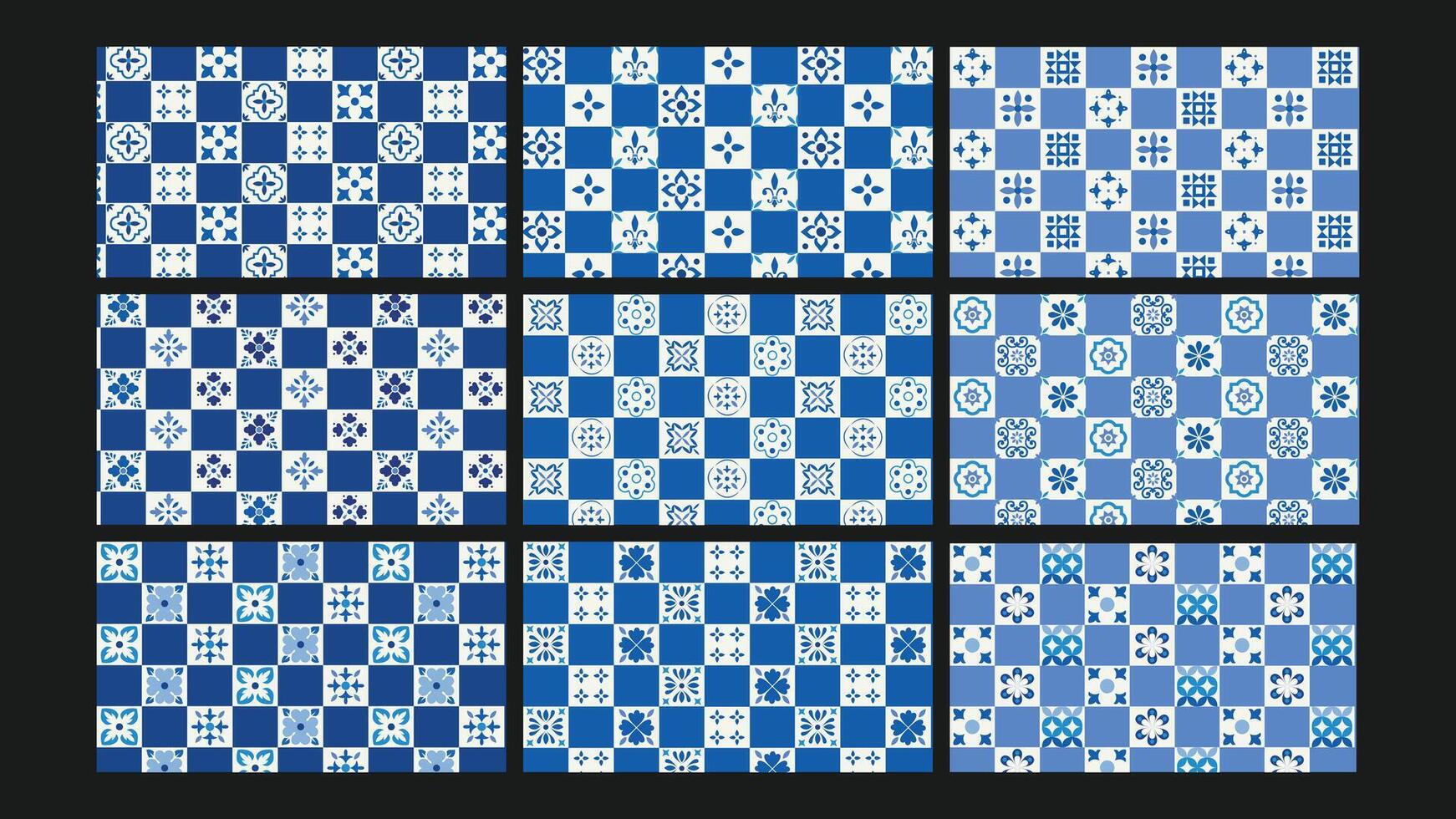 Mediterranean Ceramic Tile Background Set vector