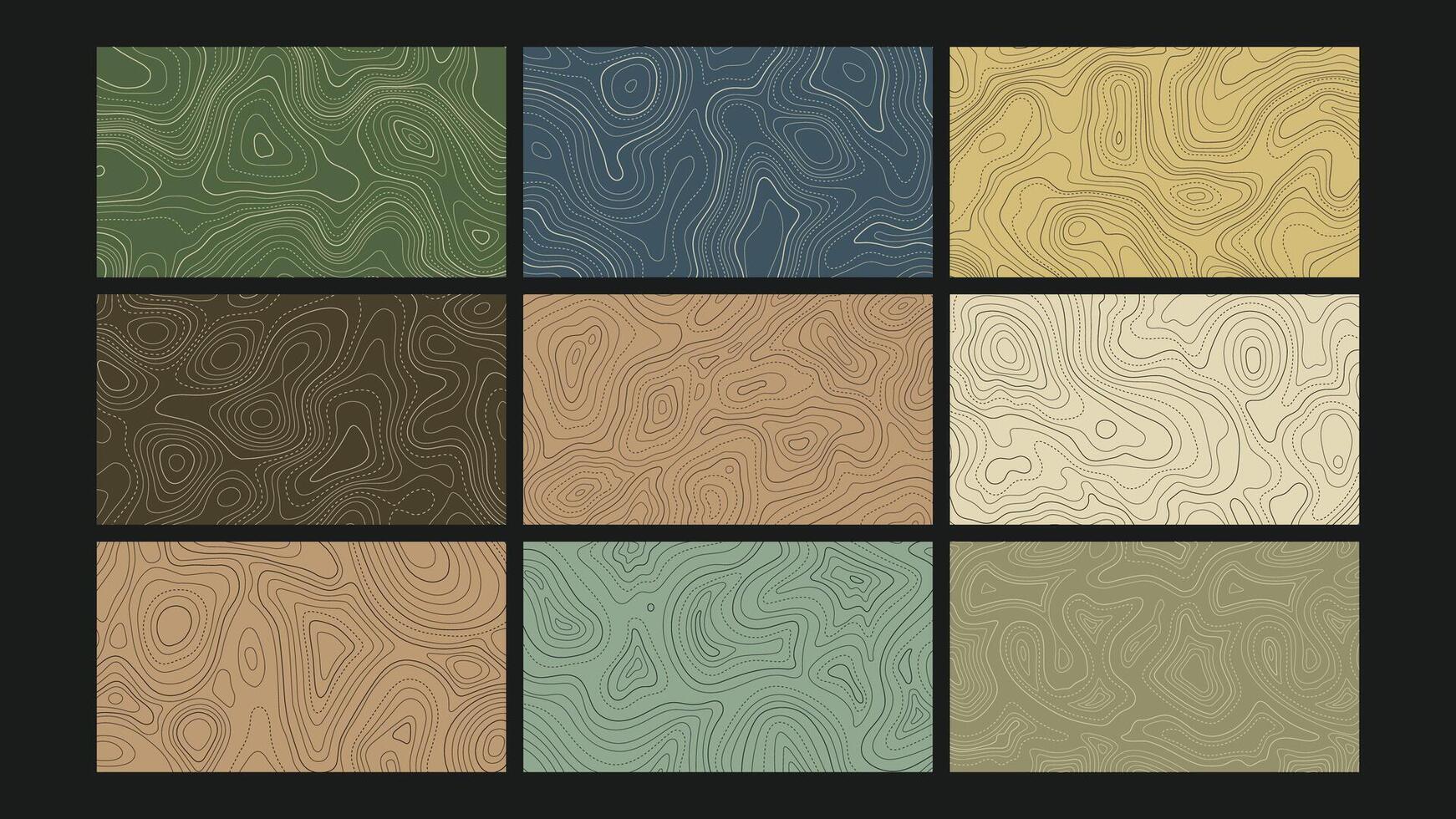 Abstract Topographic Terrain Background Set vector
