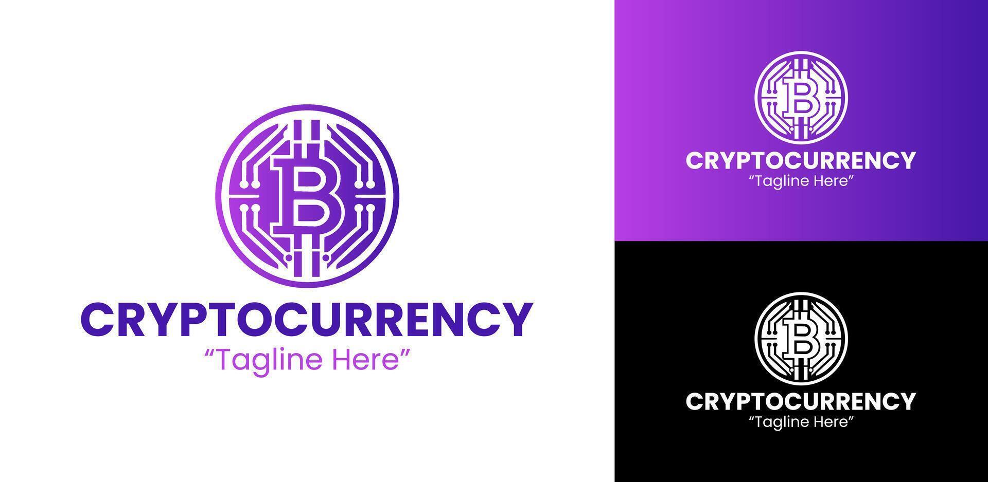 Professional Cryptocurrency Logo with Bitcoin Symbol and Digital Design vector