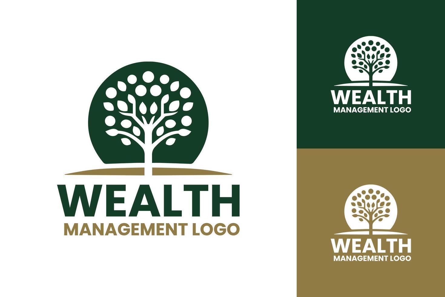 Creative Tree-Based Wealth Management Logo in Green and Gold vector