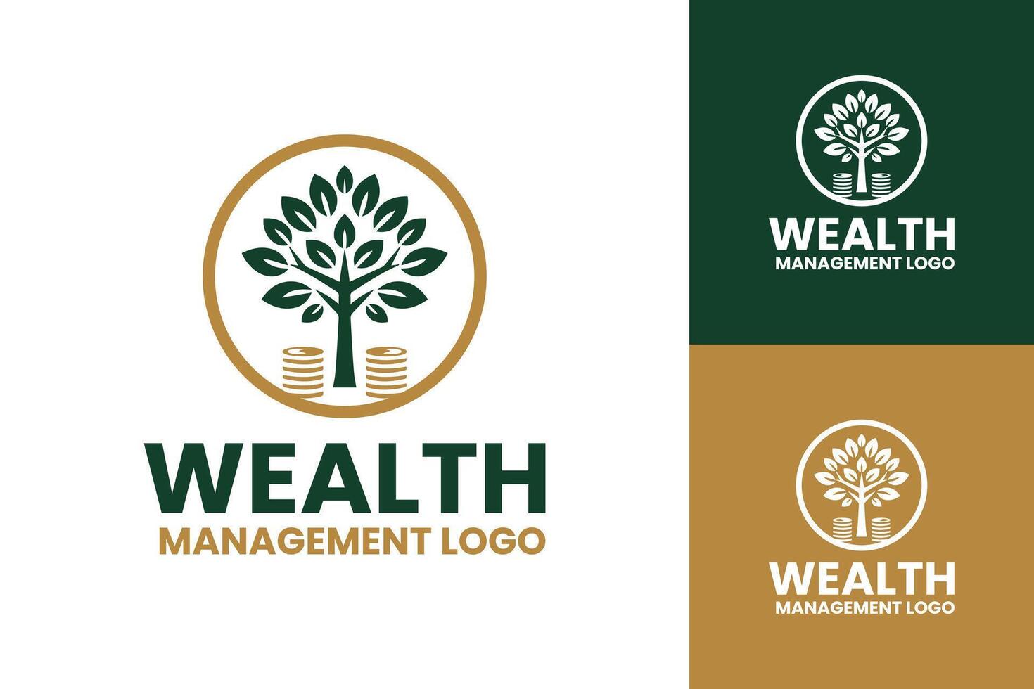 Modern and Elegant Wealth Management Logo with Tree and Coins vector