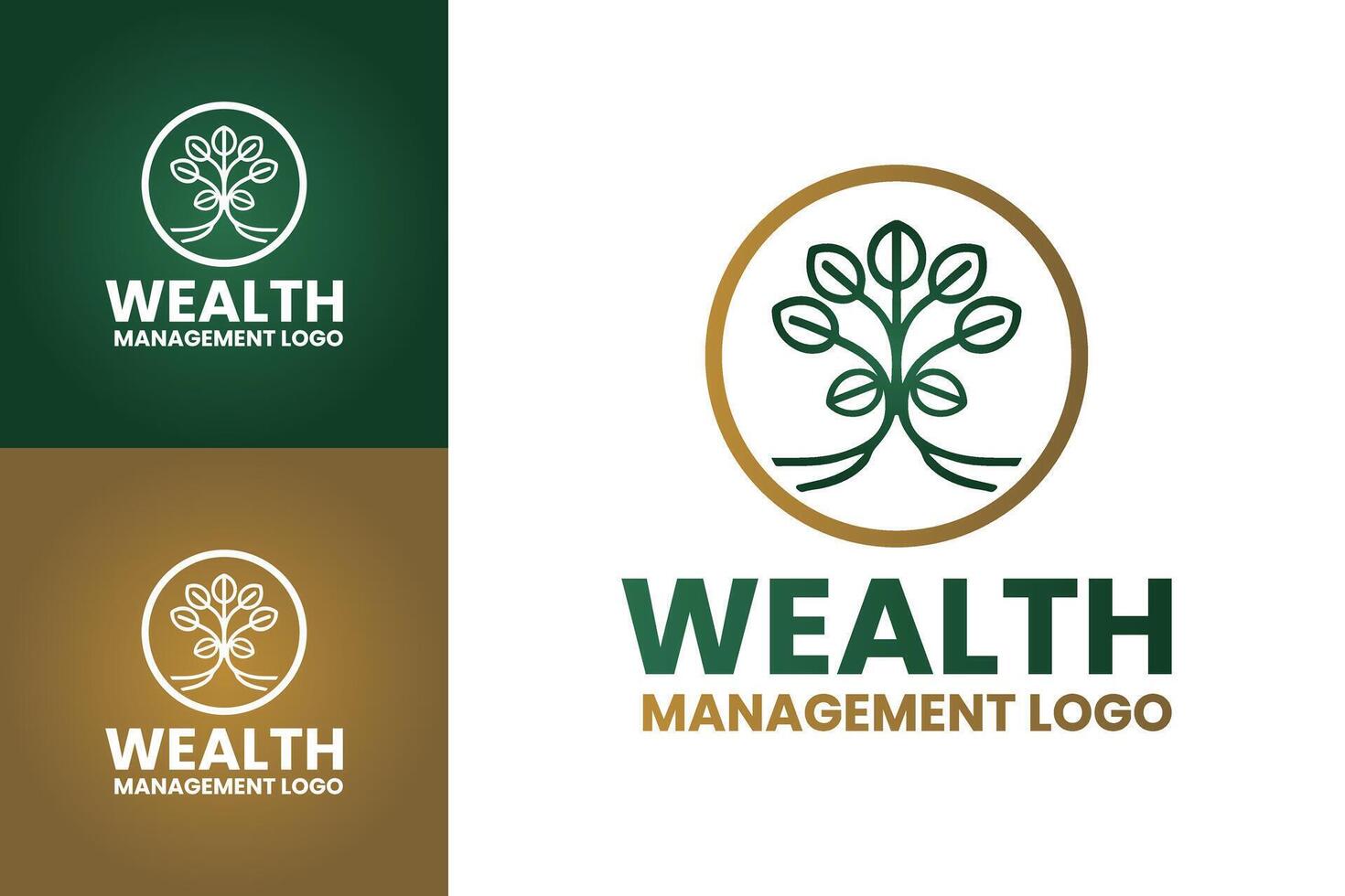 Minimalist Wealth Management Logo with Green and Gold Tree vector