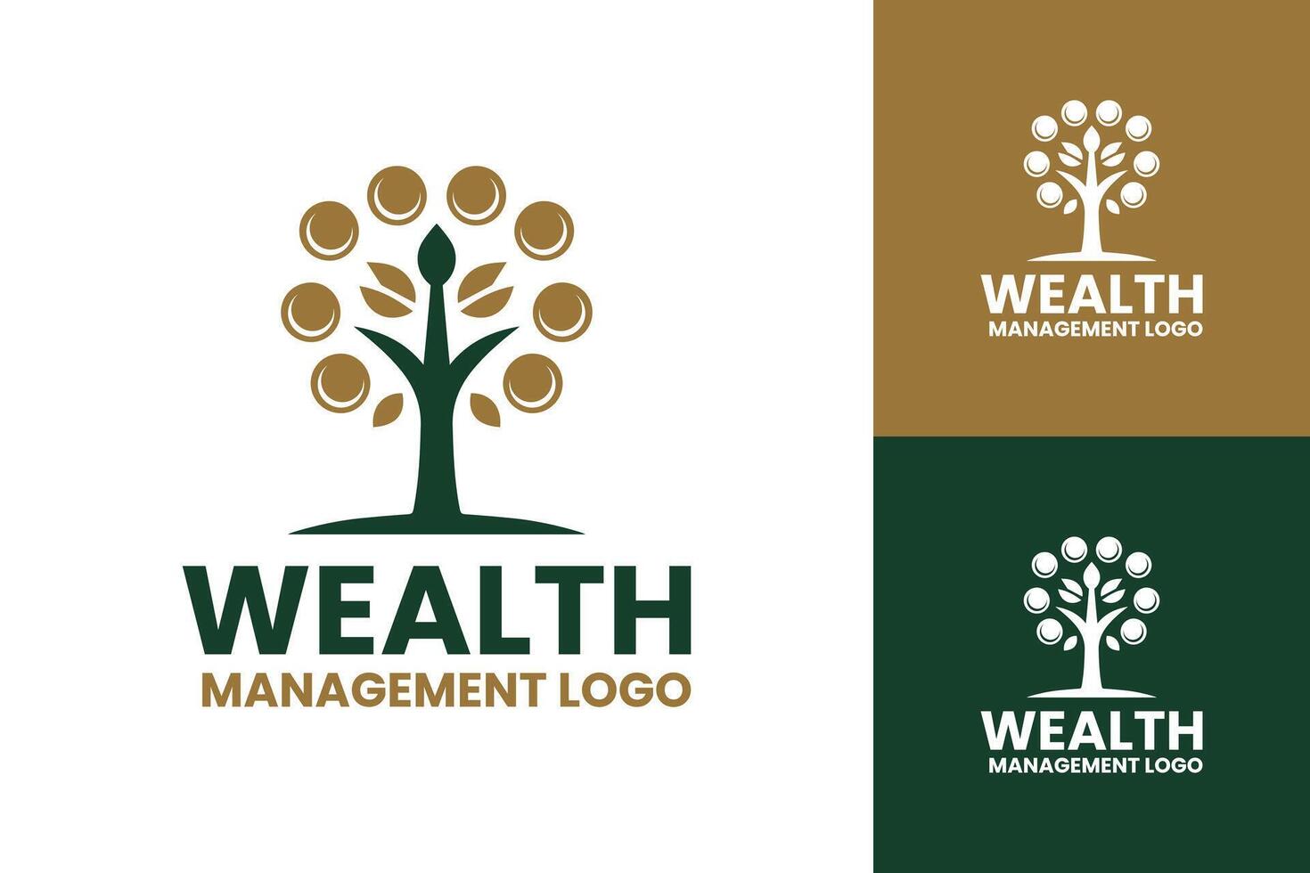 Professional Green and Gold Wealth Management Logo with Tree Symbol vector