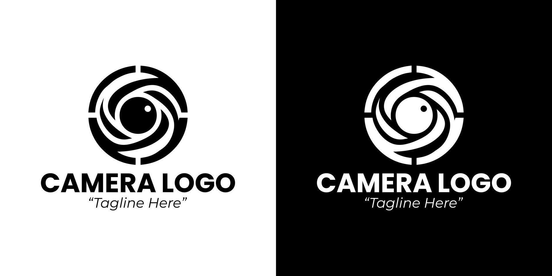 Modern Camera Logo in Black and White with Circular Design vector
