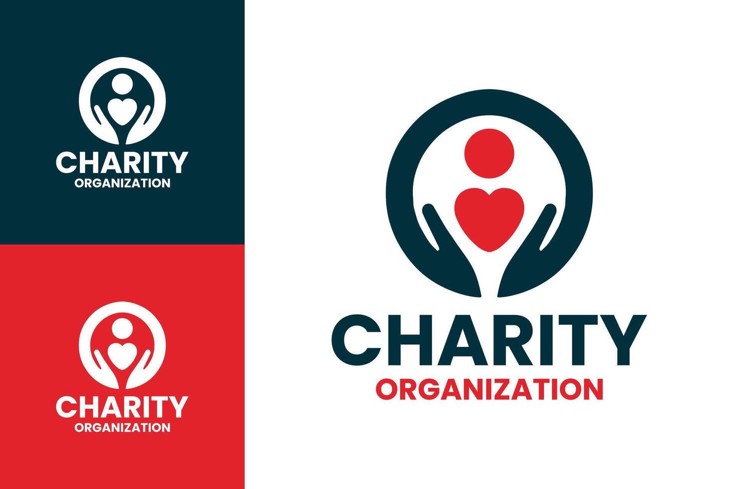 Clean and Professional Charity Organization Logos for Non-Profit Outreach in Red and Blue vector