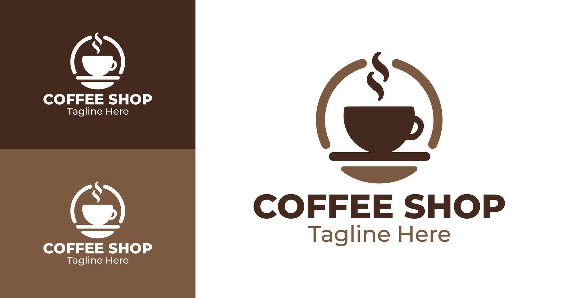 Professional Coffee Shop Logo Design with Modern and Minimalist Style in Brown and Beige vector